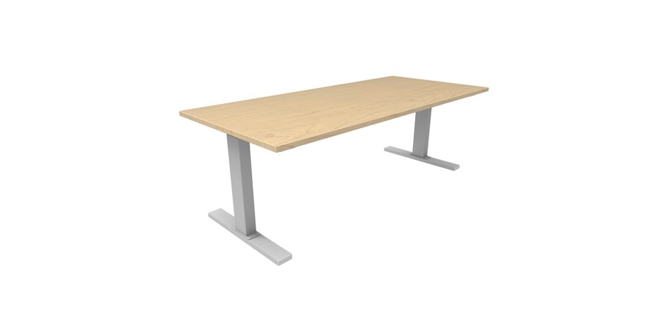 Dansk Maple benchtop + grey frame and lifting columns